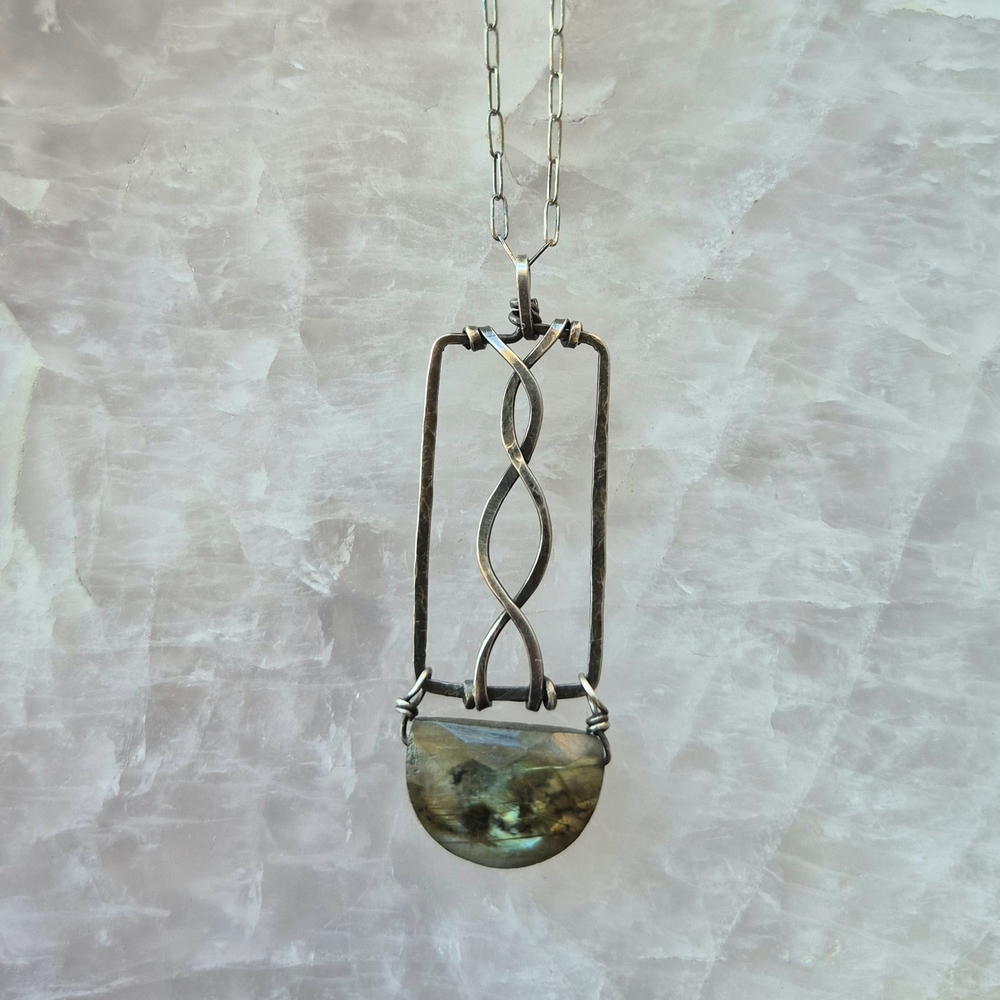 Artisan Silver and Green Stone Necklace